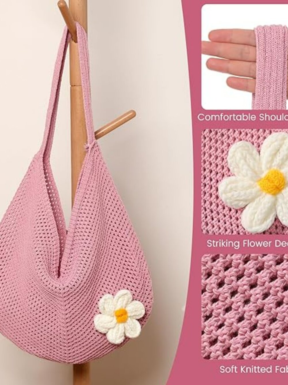 Summer Beach Tote Bag Purse Knit Bag Handbag Shoulder Bag New - Picture 5 of 5